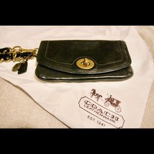 Black Leather Coach Legacy Collection Wristlet